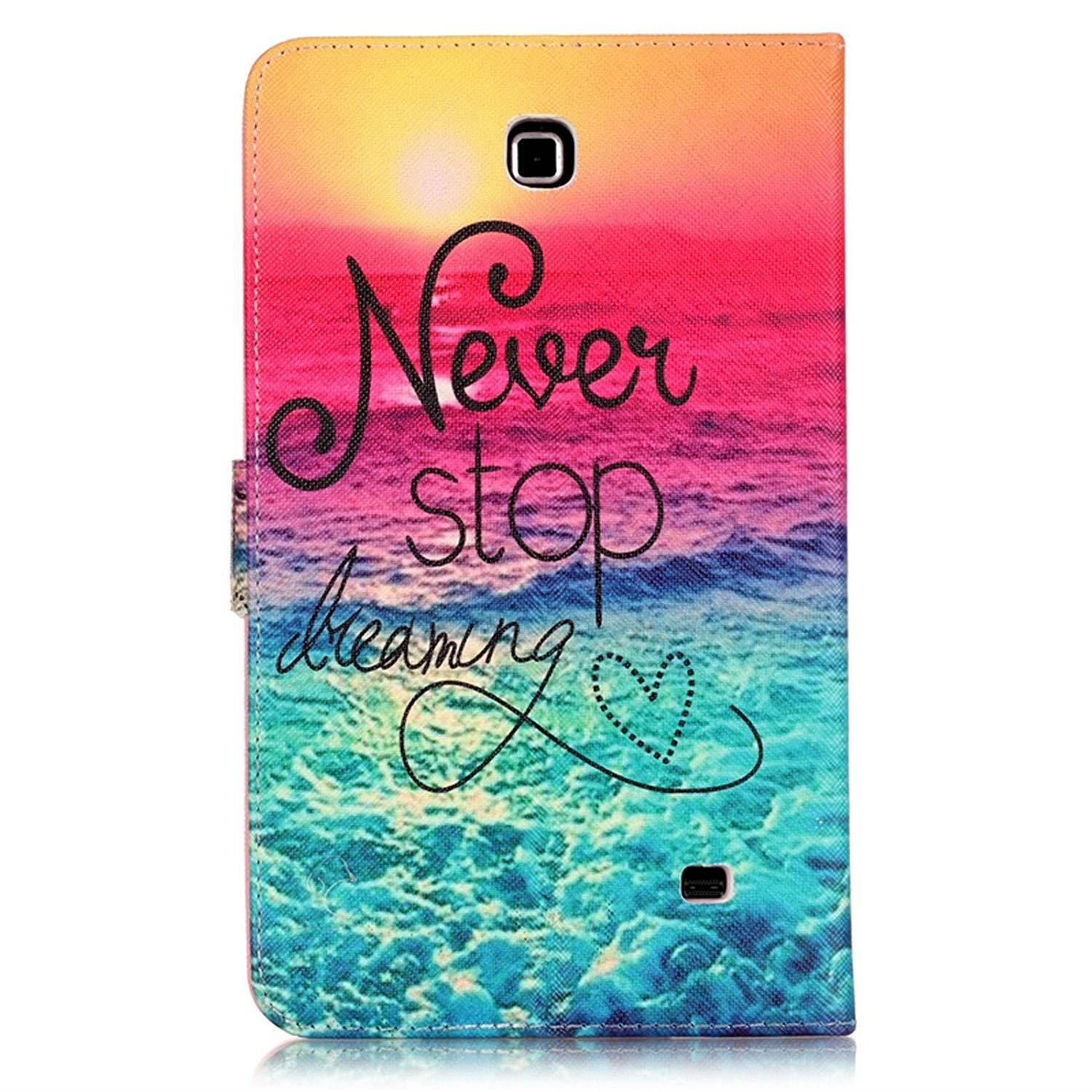 Tab 4 7.0 Case,T230 Case,UUcovers Colorful Fancy PU Leather Magnet Design Case Flip Stand Wallet Cover with Cards /Money Slots for Samsung Galaxy Tab 4 7.0 T230 T231 T235-Never Stop