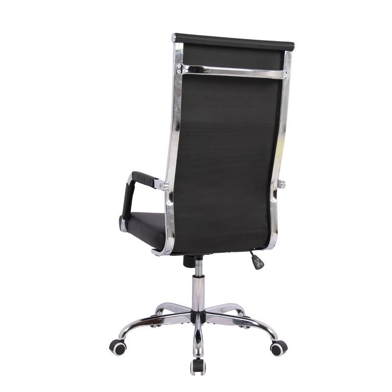 High Back Channel Office Chair with Adjustable Height Black - WOVENBYRD