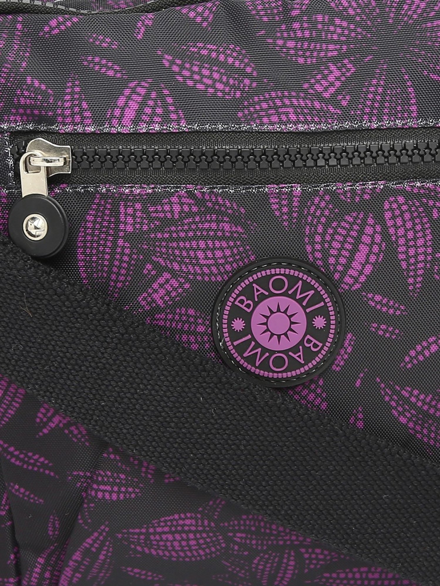 Baomi Black & Purple Printed Medium Sling Handbag