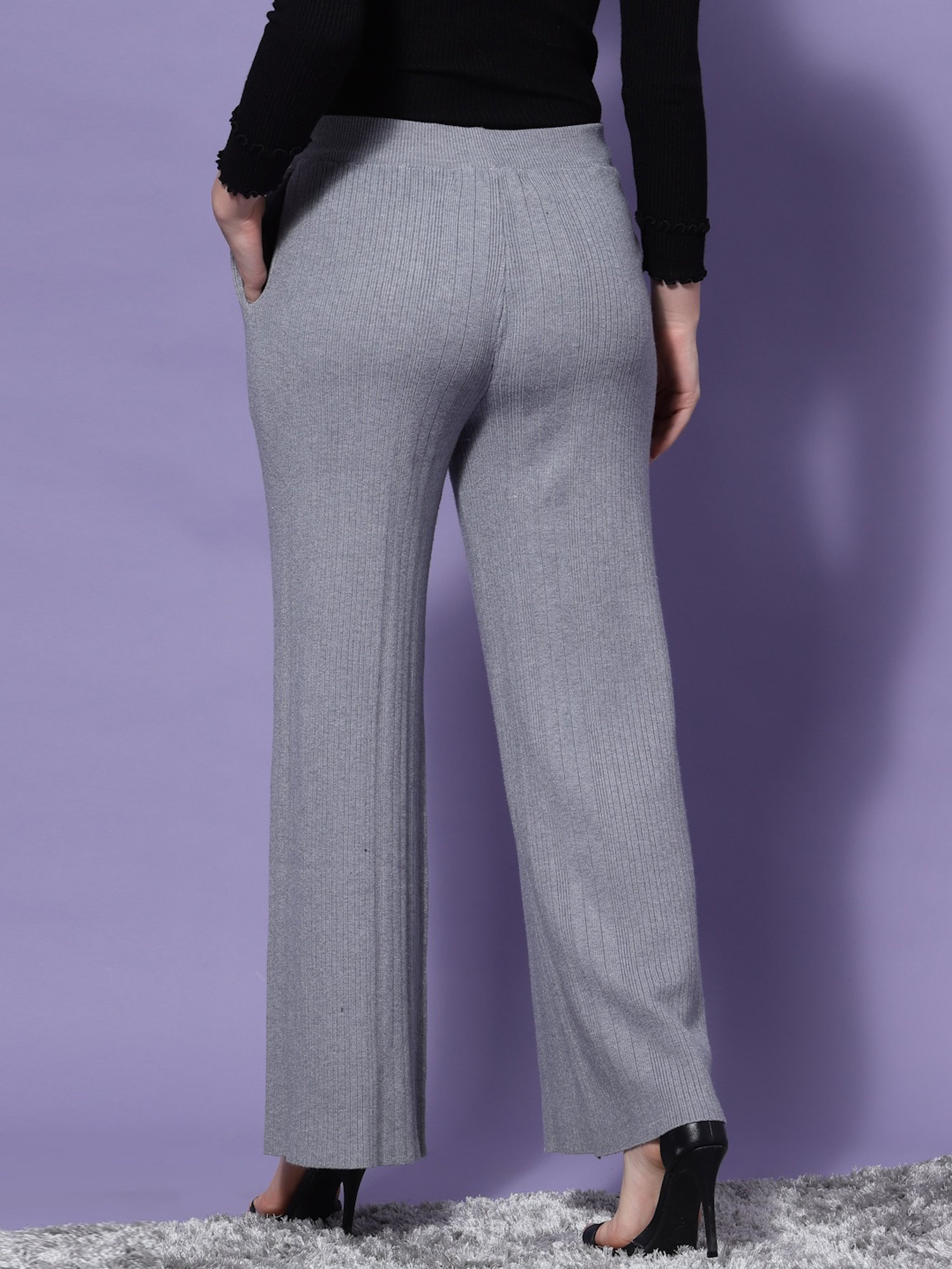 Mafadeny Grey Mid Rise Palazzos