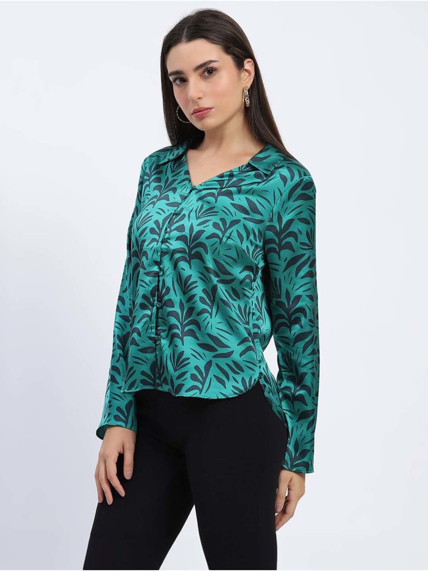 MADAME Green Printed Top