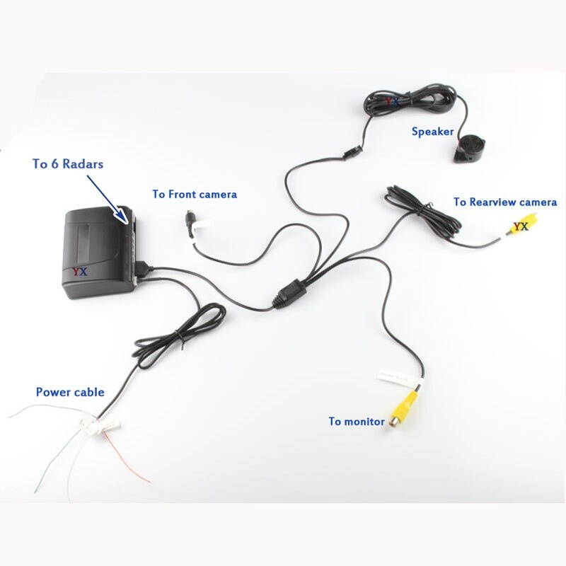 Koorinwoo Dual Core CPU Car Parking Sensors 6 Radars IP68 Front BIBI Alarm Parking Probe Parktronic Car-detector Rearview camera