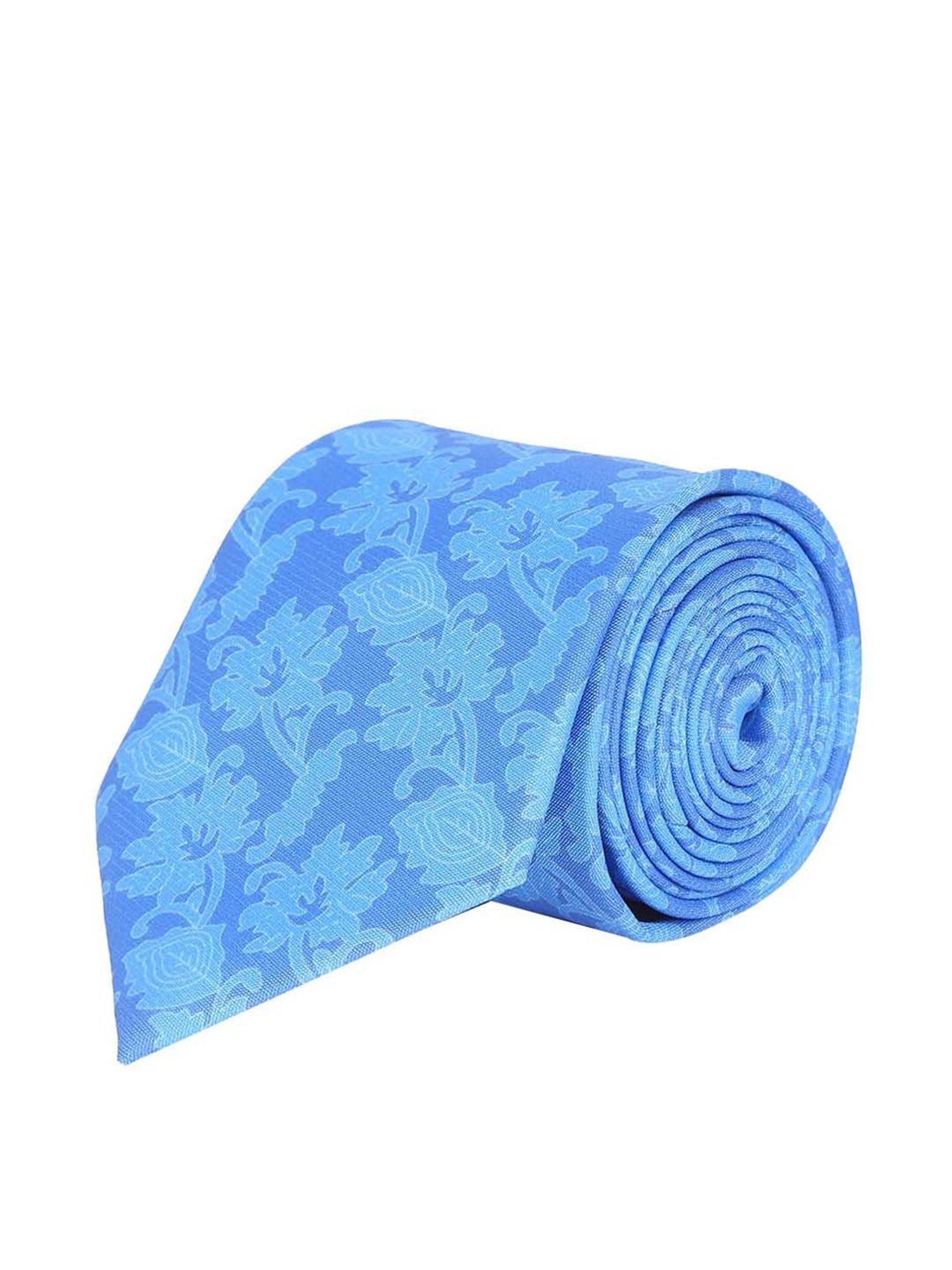 Tossido Blue Woven Necktie With Pocket Square and Cufflinks
