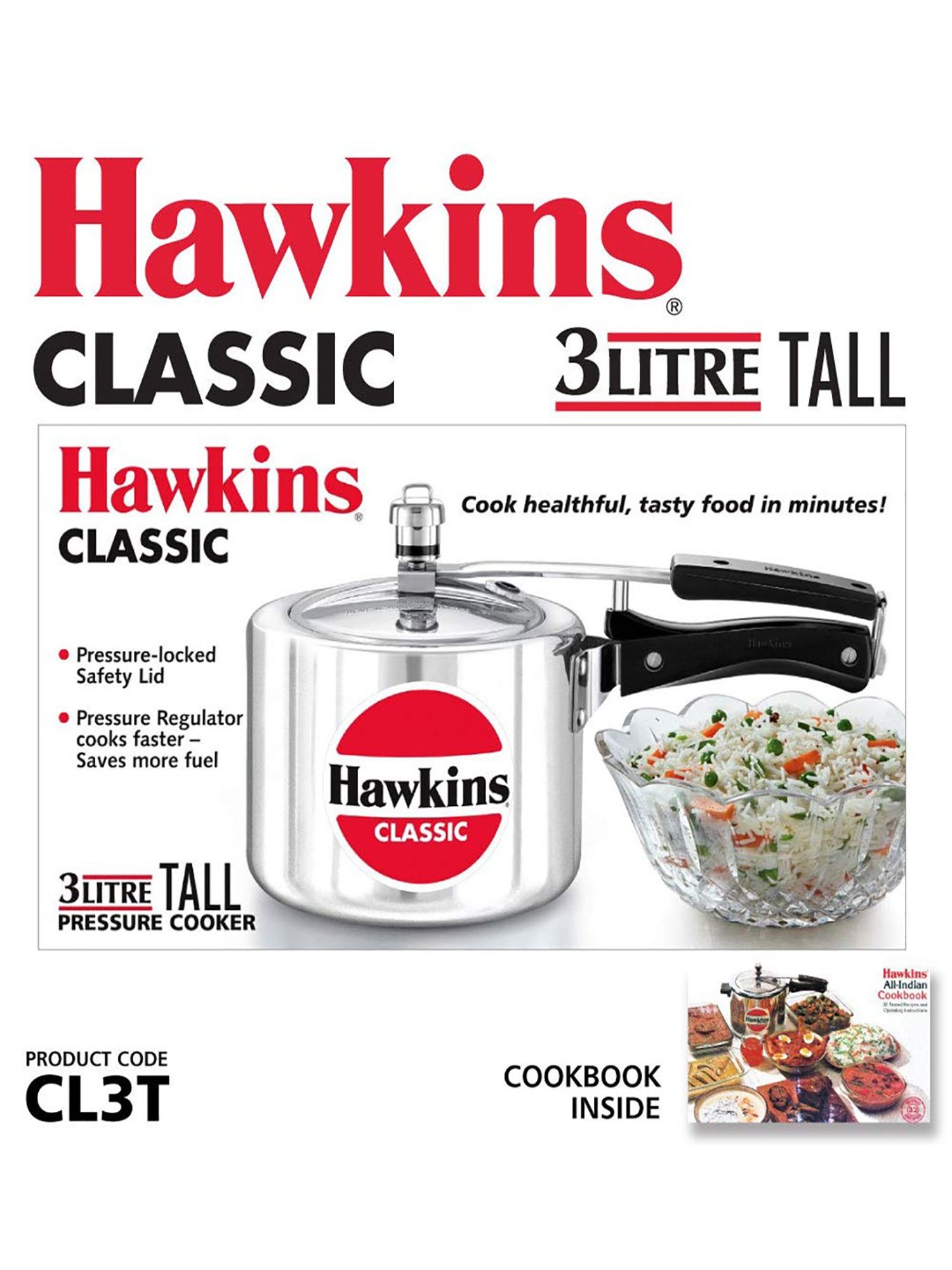 Hawkins Classic Silver Tall Pressure Cooker (3 L) - Set of 1
