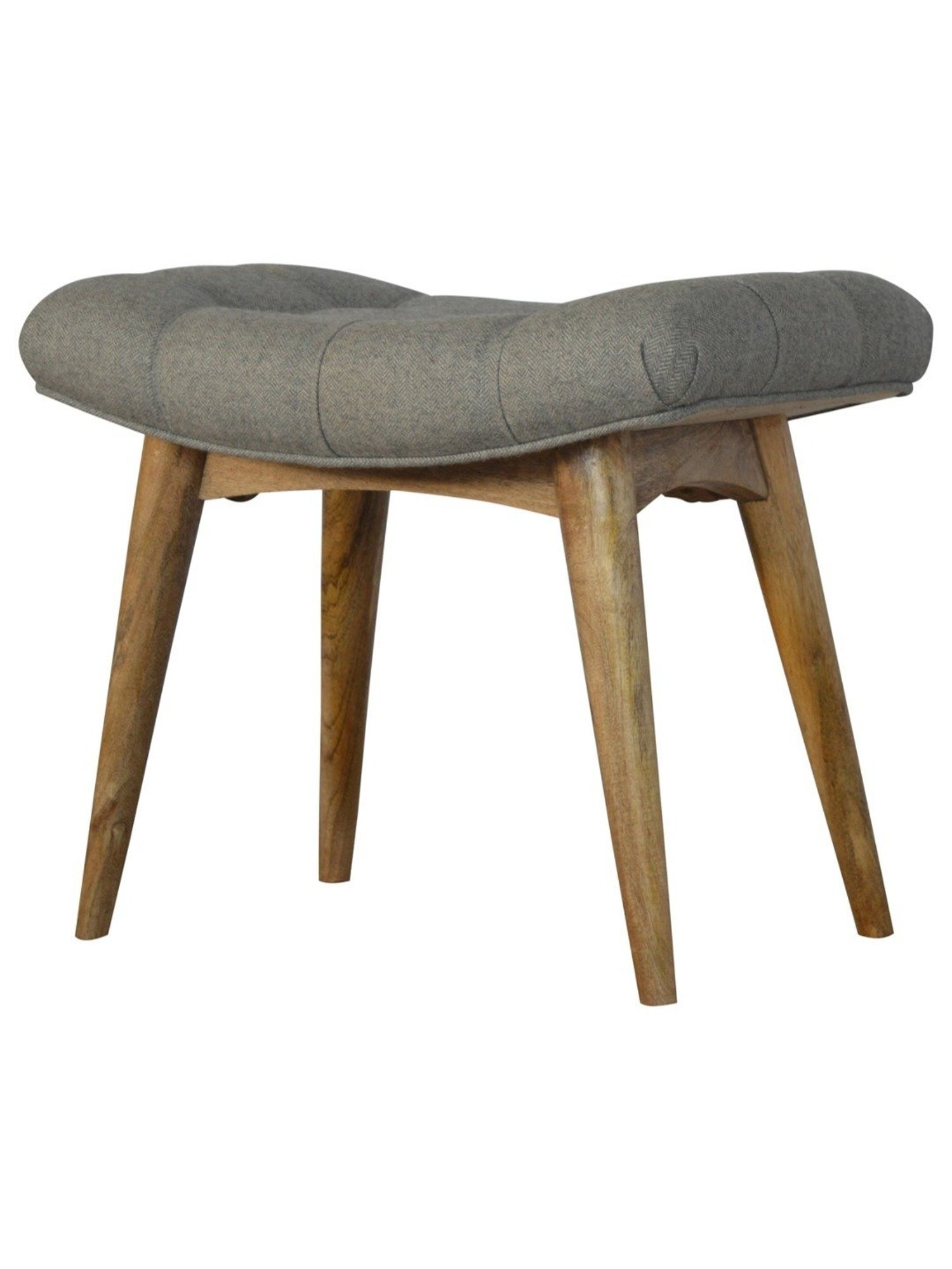 Artisan Furniture Brown Curved Tweed Bench Oak-ish Finish