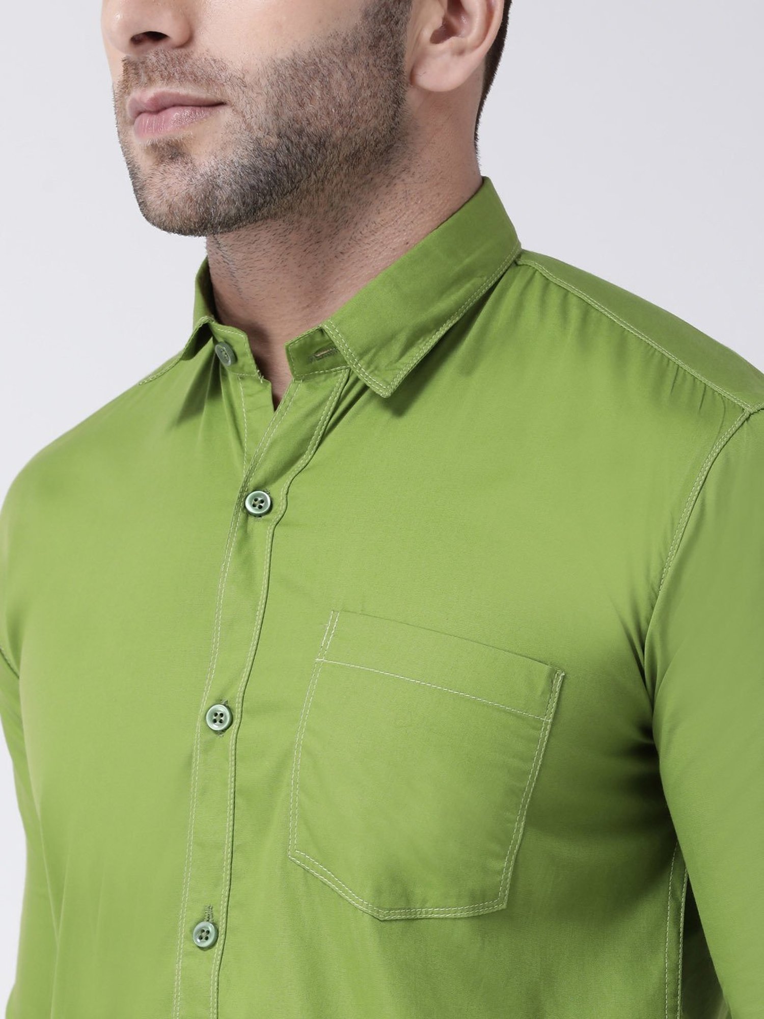 Hangup Plus Green Slim Fit Pure Cotton Shirt