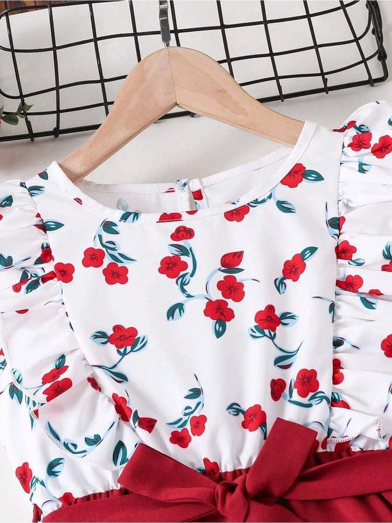 Bolly Lounge Girls Red & White Floral Dress
