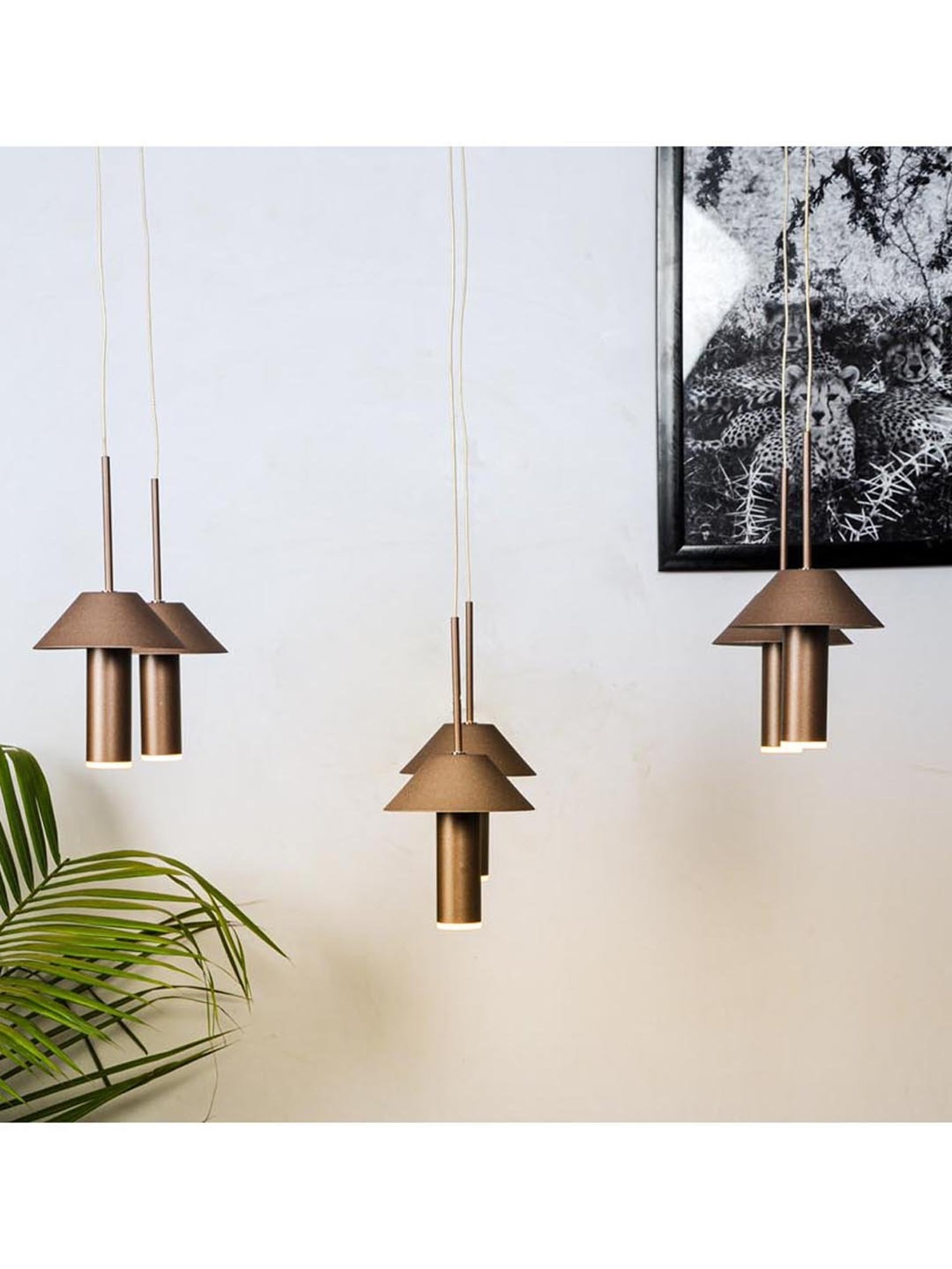 Kapoor E Illuminations Dorcia Brown Metal Hat Drop LED Hanging Light - Set of 1