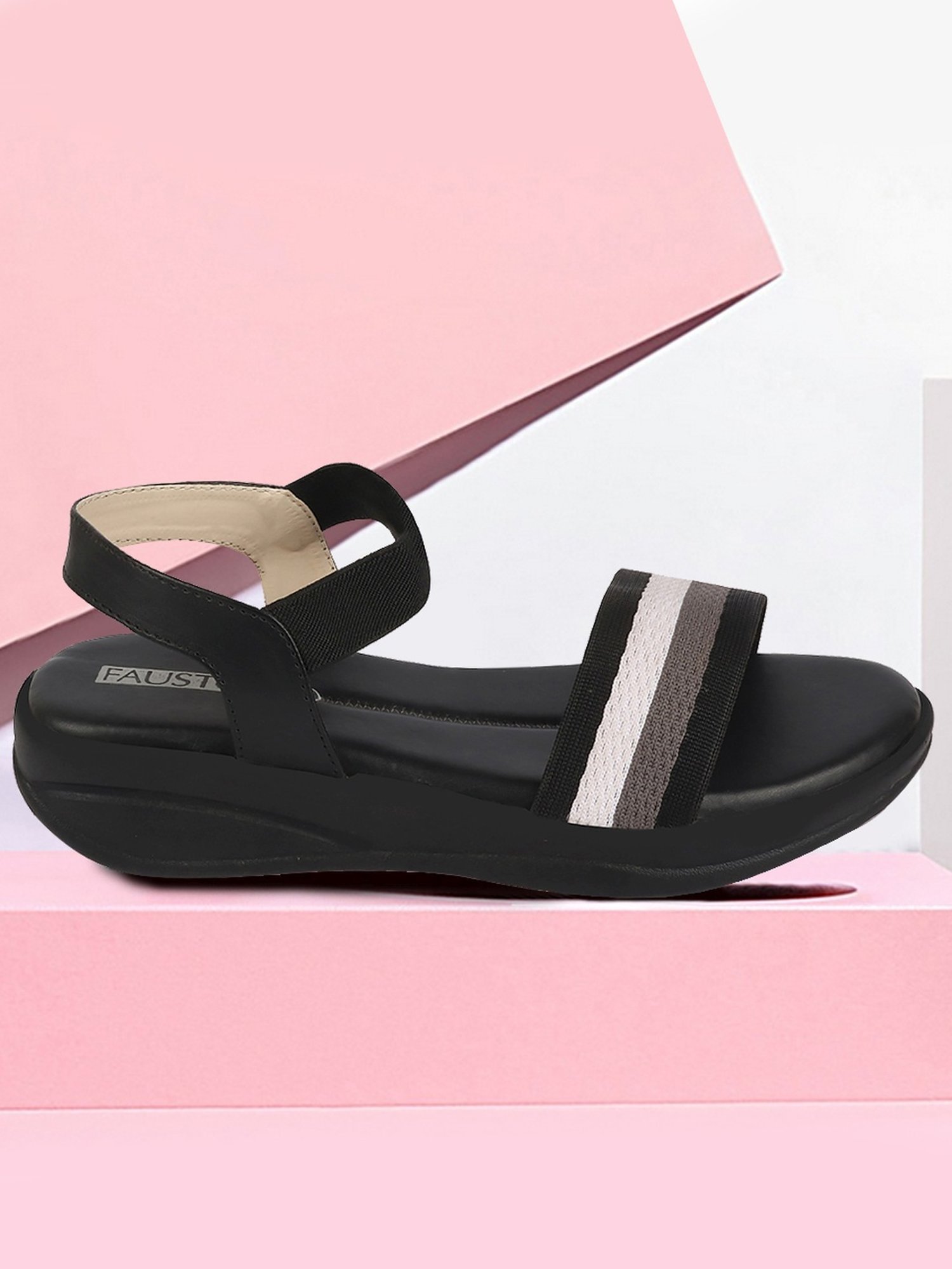 Fausto Women's Black Ankle Strap Wedges