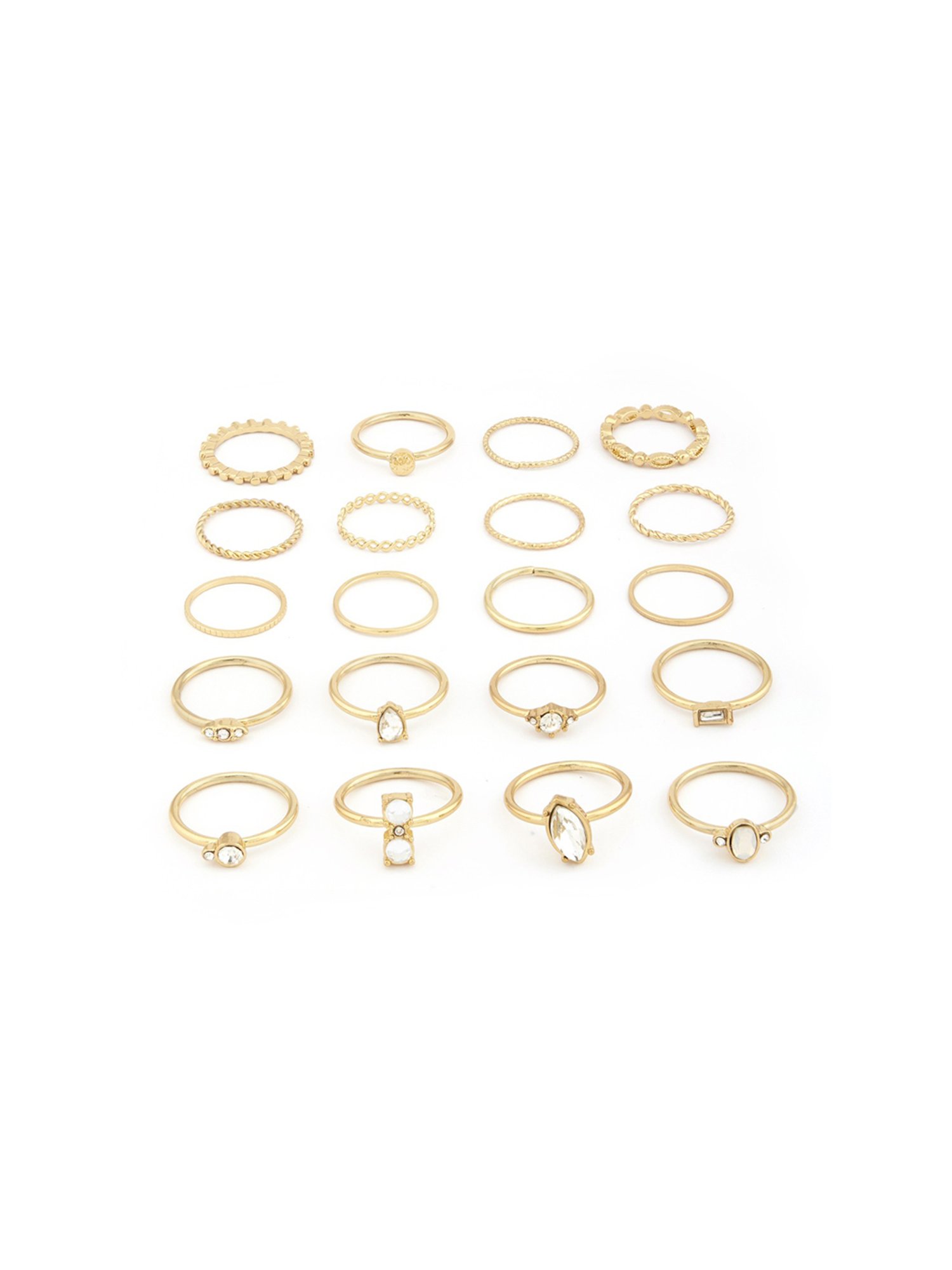 Zaveri Pearls Set of 20 Gold Tone Contemporary Stackable Rings-ZPFK13636