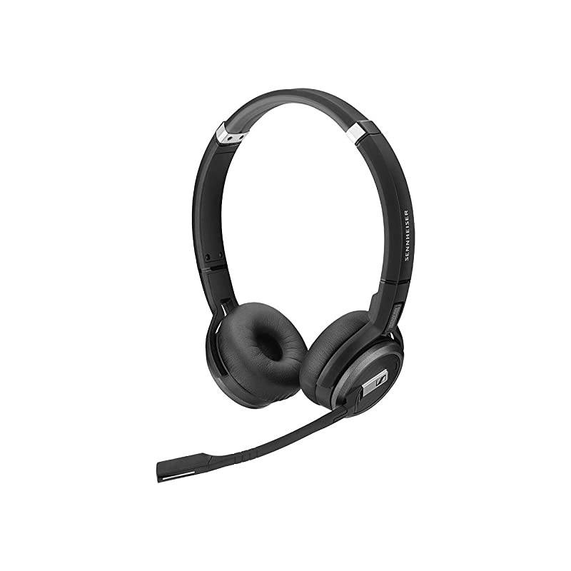 SDW 5063 506588 DoubleSided Binaural Wireless DECT Headset for PCSoftphone Connection Dual Microphone Ultra Noise Cancelling Black
