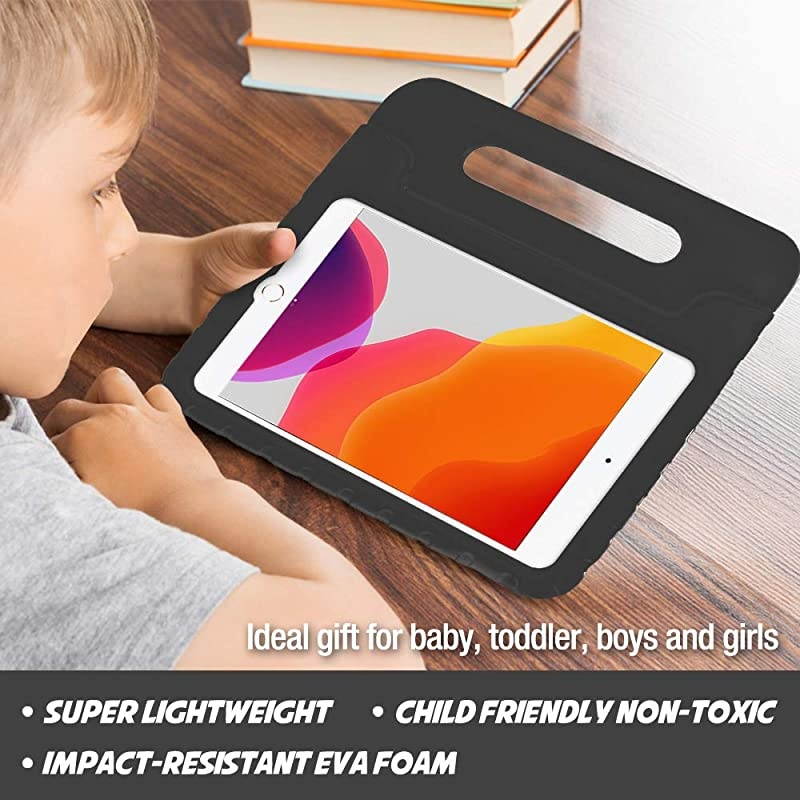 Kids Case for iPad 10.2 8th Gen 2020 / 7th Gen 2019 / iPad Air 10.5" 2019 / iPad Pro 10.5, Shockproof Convertible Handle Stand Cover Light Weight Kids Friendly Case for iPad 8th / 7th -Black