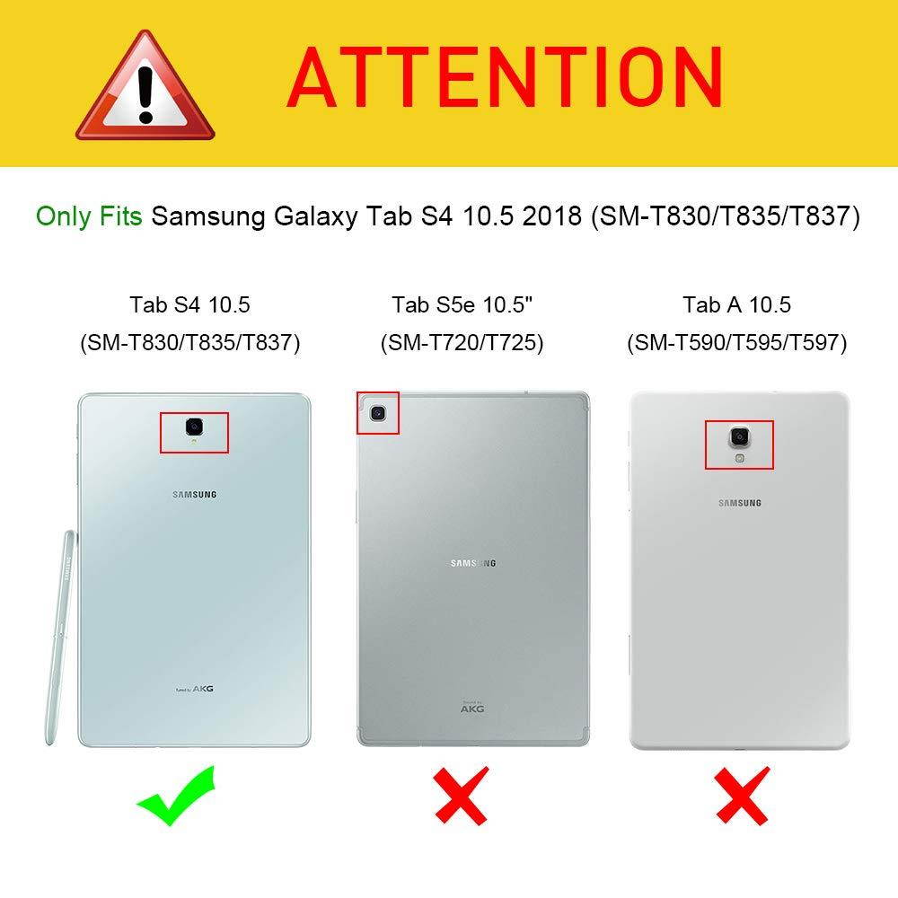 Fintie Keyboard Case for Samsung Galaxy Tab S4 10.5 2018 Model SM-T830/T835/T837, Slim Shell Lightweight Stand Cover with Detachable Wireless Bluetooth Keyboard, Black