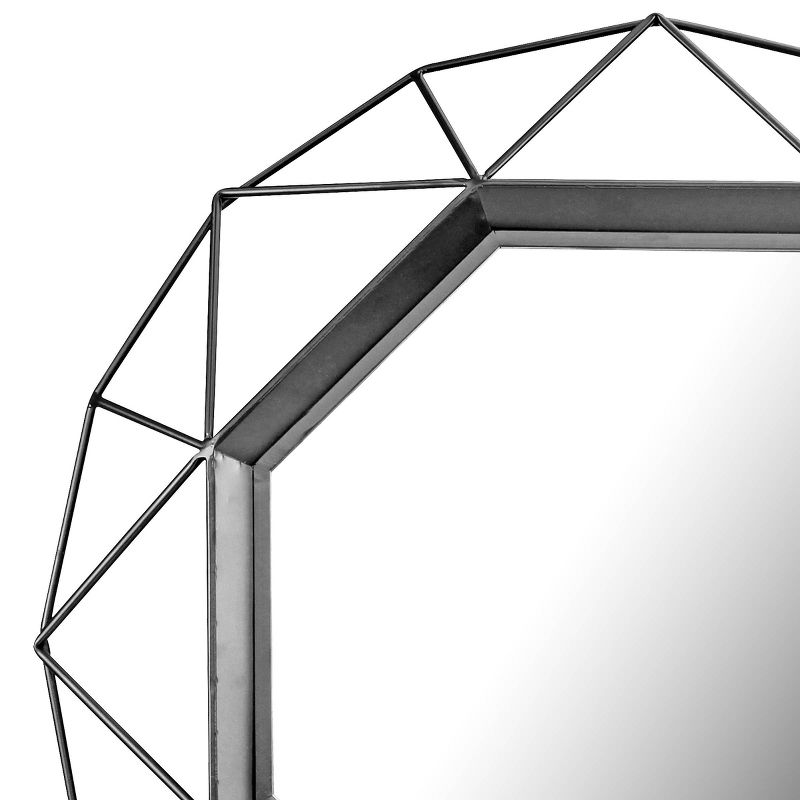 28.3" x 28.3" Metal Octagon Decorative Wall Mirror Black - Stonebriar Collection