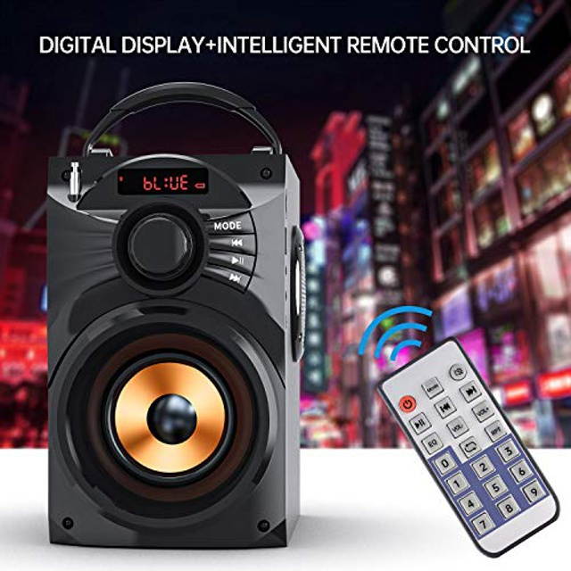 Portable Bluetooth Speaker Subwoofer Heavy Bass Wireless Outdoor/Indoor Party Speaker Line in Speakers Support Remote Control FM Radio TF Card LCD Display for Home Party Phone Computer PC?Travel