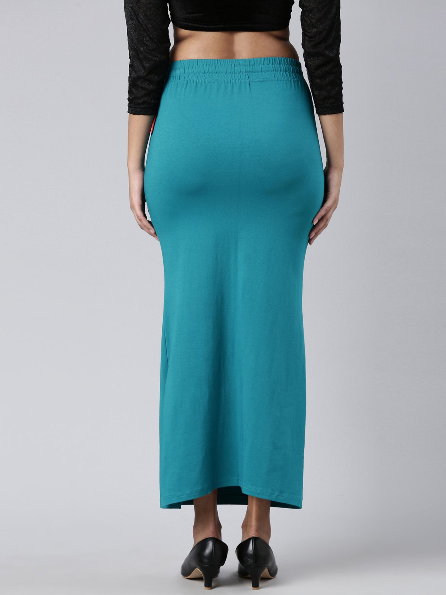 JCSS Teal Blue Cotton Saree Shapewear