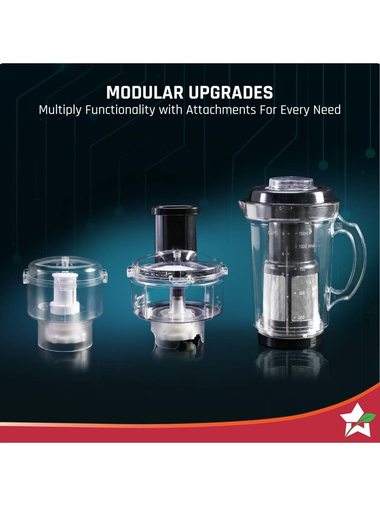 Wonderchef Nutri Blend Smart 500W, 22000 RPM with 3 Jars & Dual Pulse 2-Yr Warranty,Black