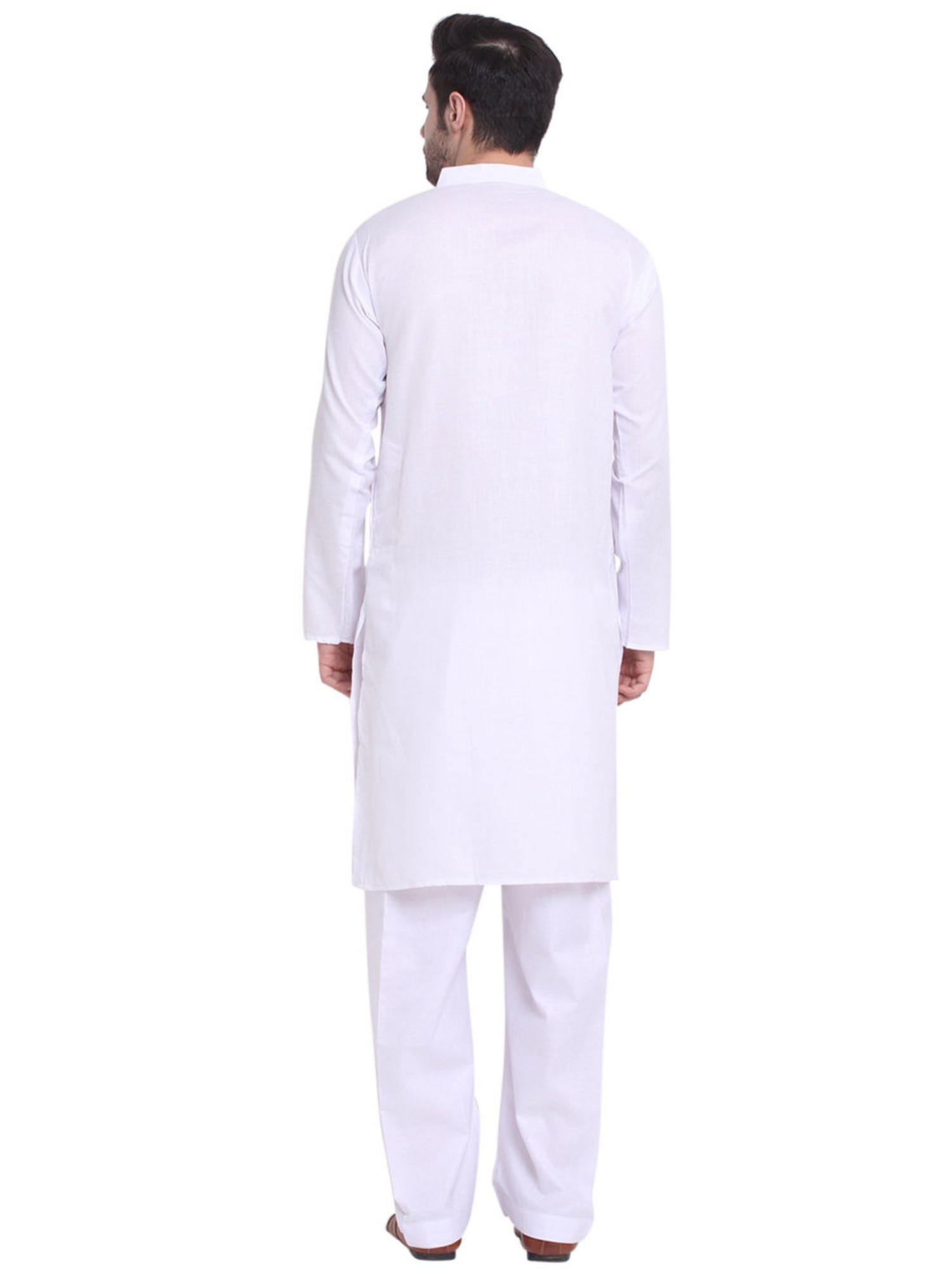 Benstoke White Regular Fit Angrakha Kurta & Pyjamas Set