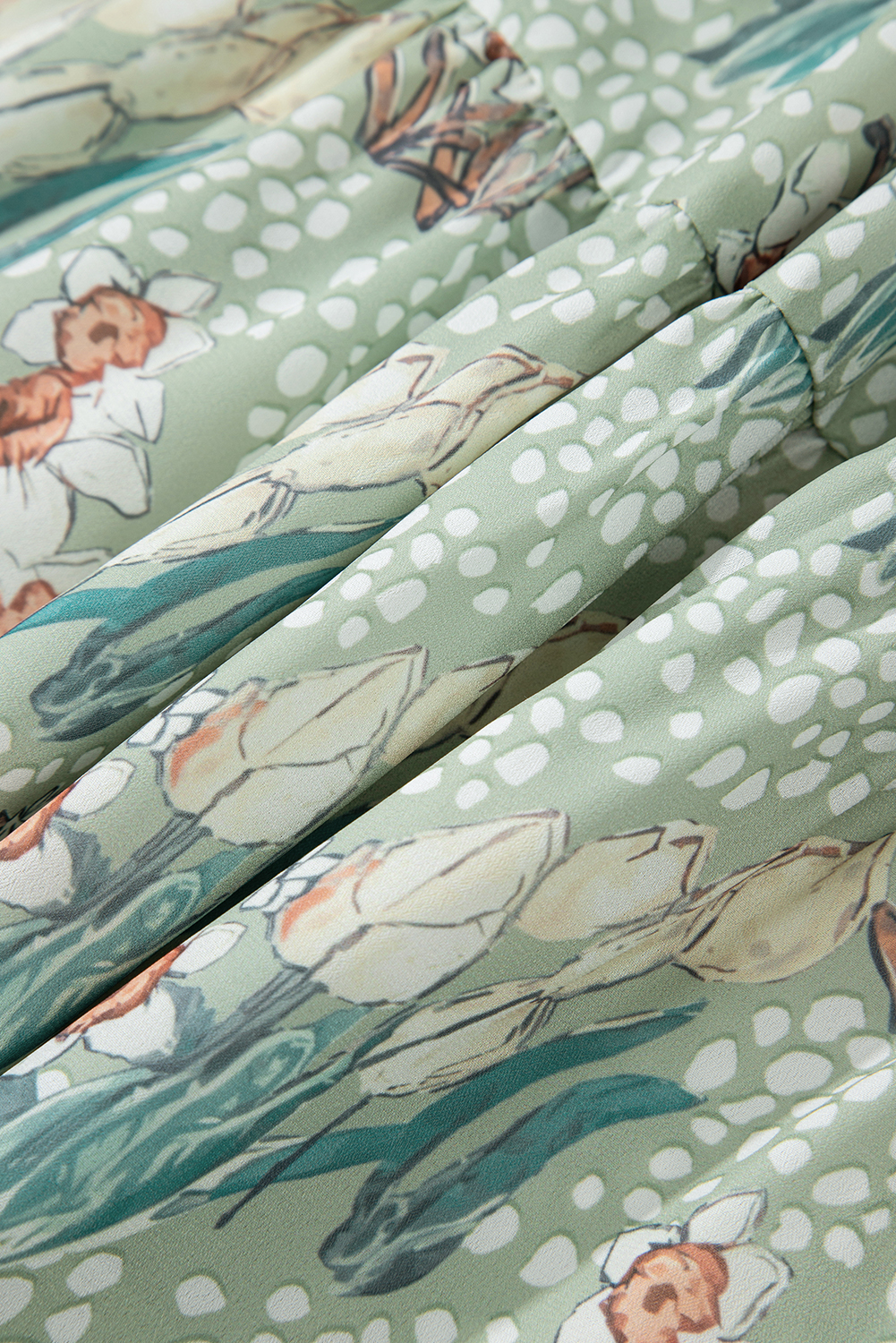 White Frill Mock Neck Sleeveless Tiered Floral Dress