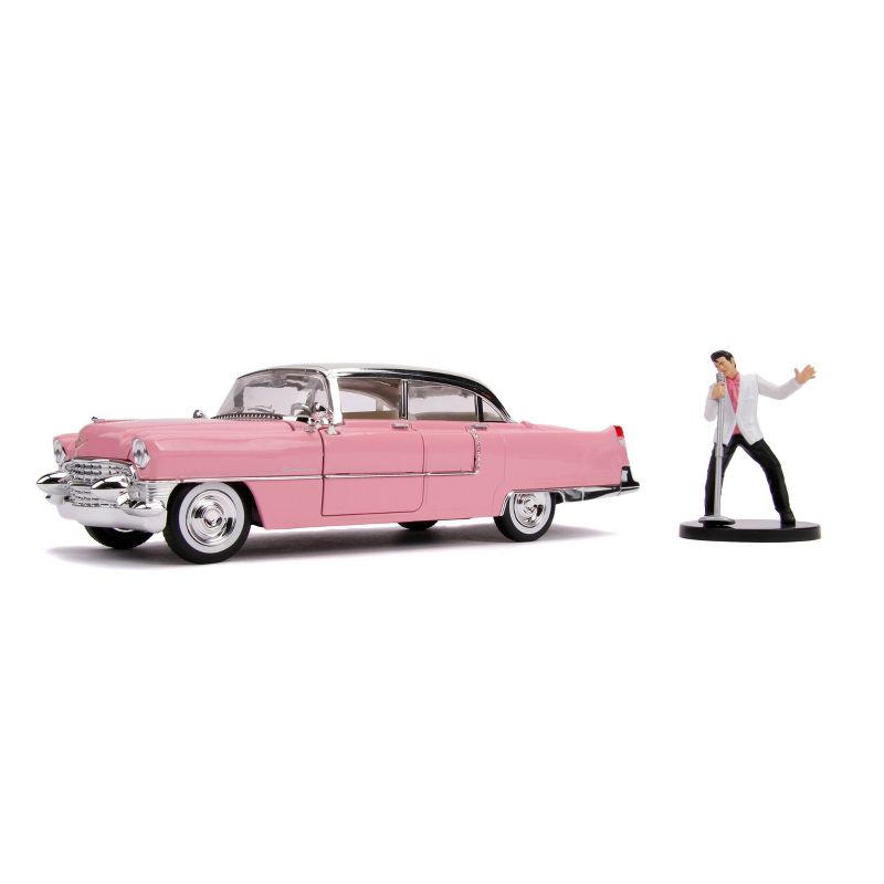 Jada Toys Hollywood Rides Elvis Presley 1955 Cadillac Fleetwood Die-Cast Vehicle with Elvis Die-Cast Figure 1:24 Scale Glossy Pink