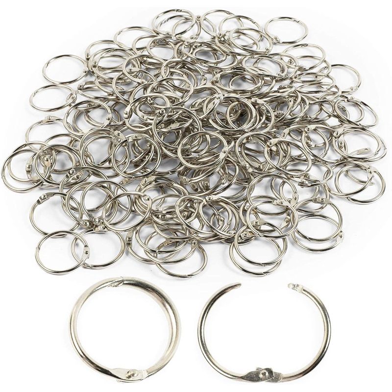 Bright Creations 160 Pack Loose Leaf Book Binder Rings, Metal Keychain Clips for Office Supplies, 1 In