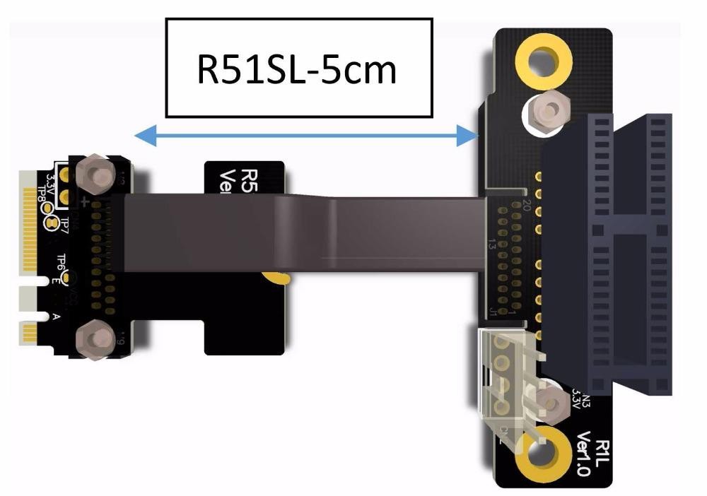 Riser M.2 WiFi A.E Key A+E To PCIe 1x x1 Riser Extender Adapter Card Ribbon Cable Gen3.0 Key A E For PCI-E 3.0 x1 x4 x16 M2 Card-5CM