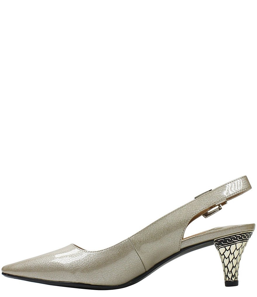 J. Renee Mayetta Slingback Pearlized Patent Dress Metal Heel Pumps