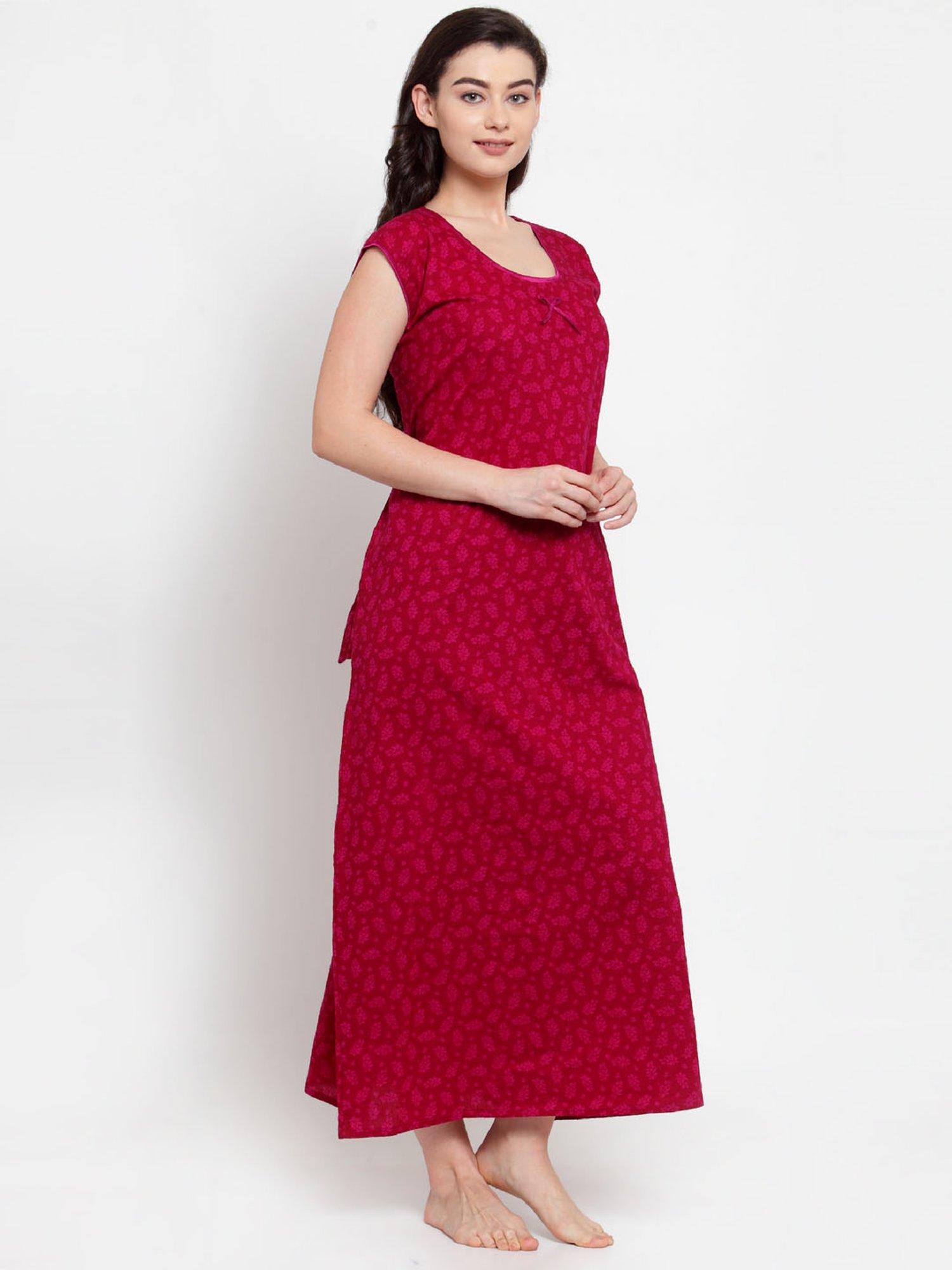 Secret Wish Dark Pink Printed Nighty