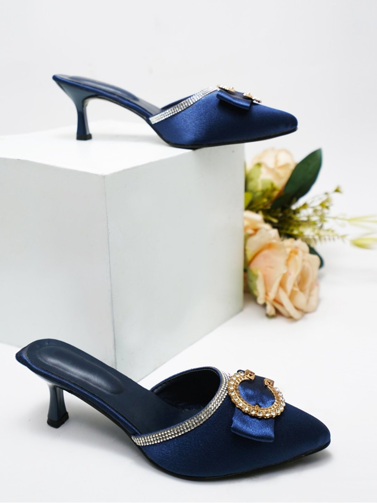 The White Pole Women's Blue Mule Stilettos