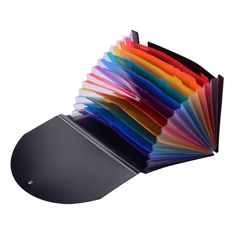 Accordion Expanding File Folder 12 Pockets Rainbow Coloured A4 Paper Filing Cabinet with Cover Receipt Organizer with File Guide and Label Cards for Home School Office