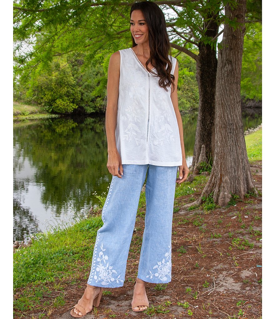Karyn Seo Brysa Wide-Leg Pull-On Linen Pants