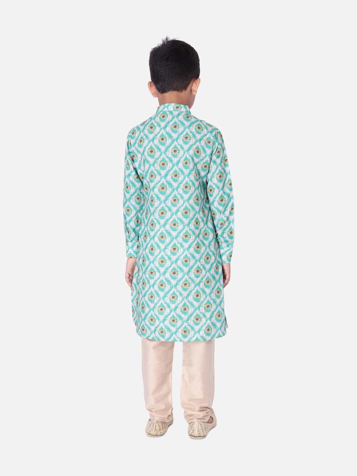 TABARD Kids Green & Beige Cotton Printed Kurta Set