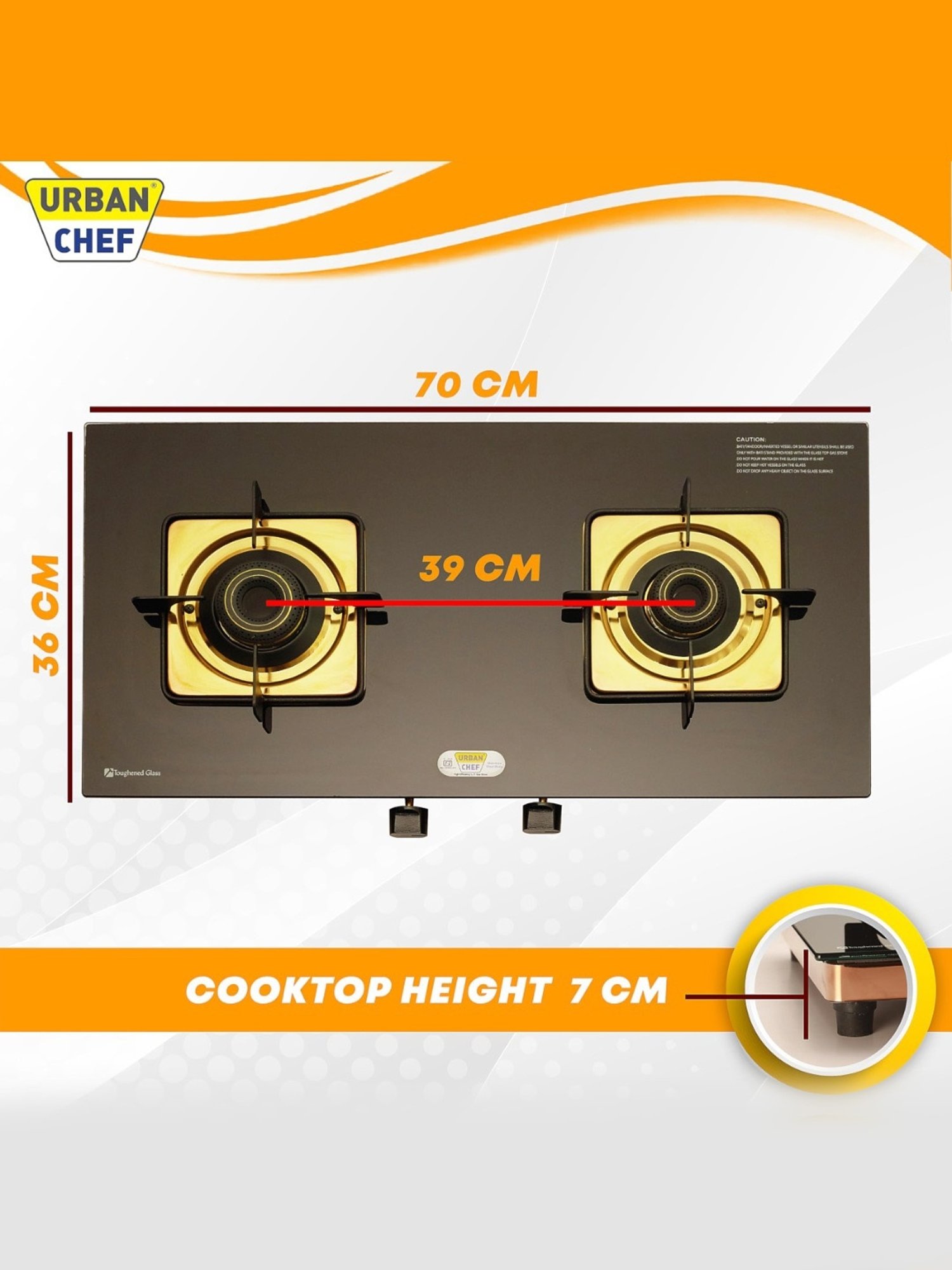 Urban Chef Gas Stove with 2 Burners ( Gold )