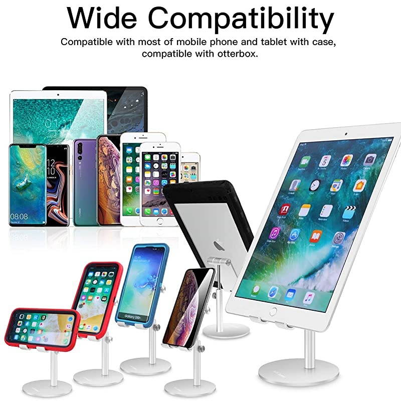 Adjustable TabletPhone Stand Telescopic Adjustable iPad Stand HolderUniversal Multi Angle Aluminum Stand Compatible with iPhone Smart Cell PhoneTabletiPad413 inch Silver