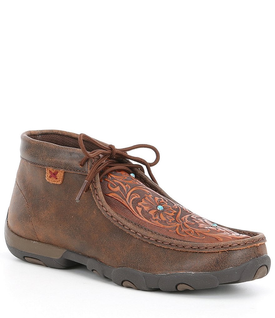 Twisted X Women's Tooled Turquoise Stud Chukka Driving Mocs