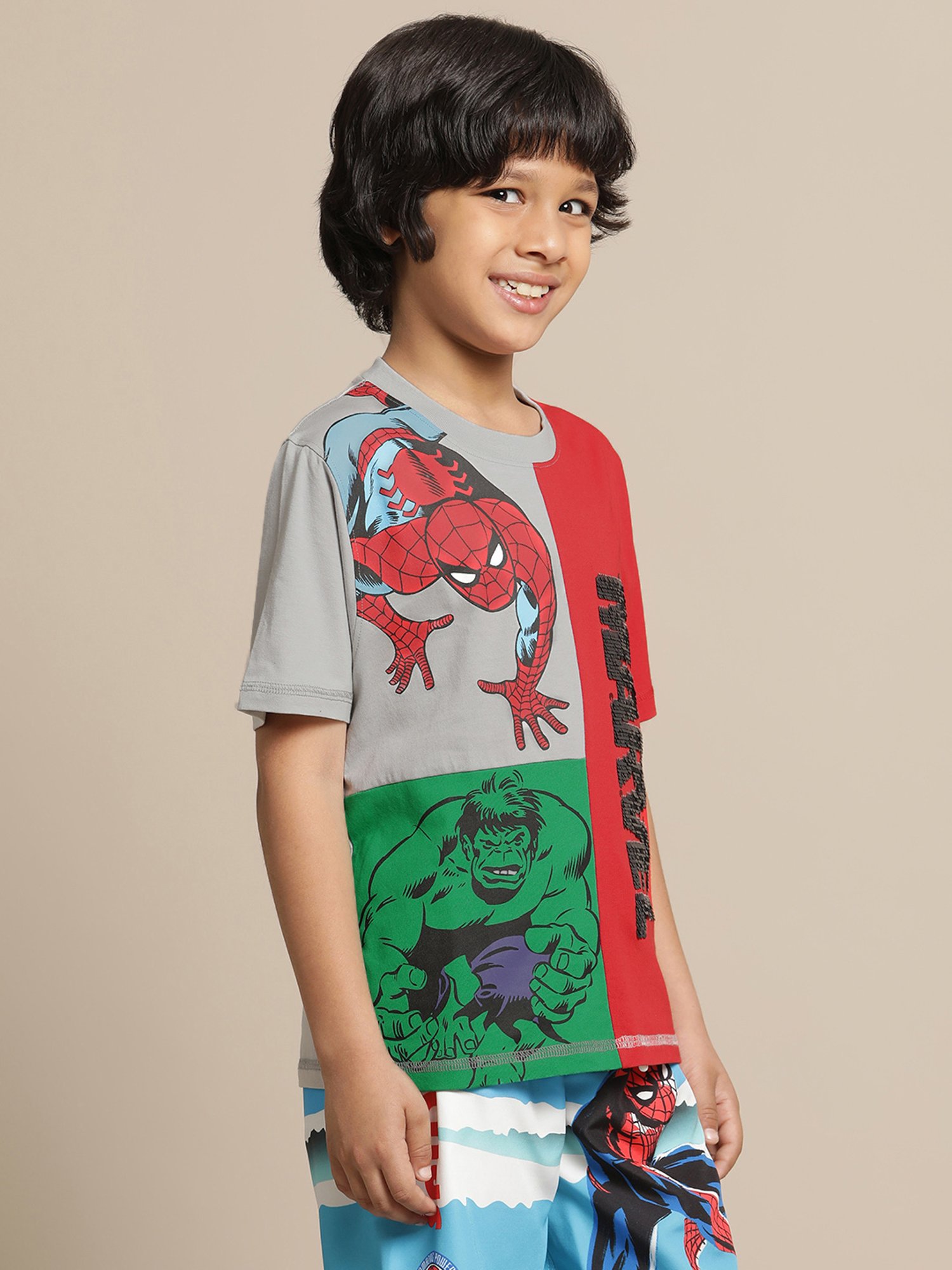 Kidsville Avengers Multicolor Embellished T-Shirt For Boys