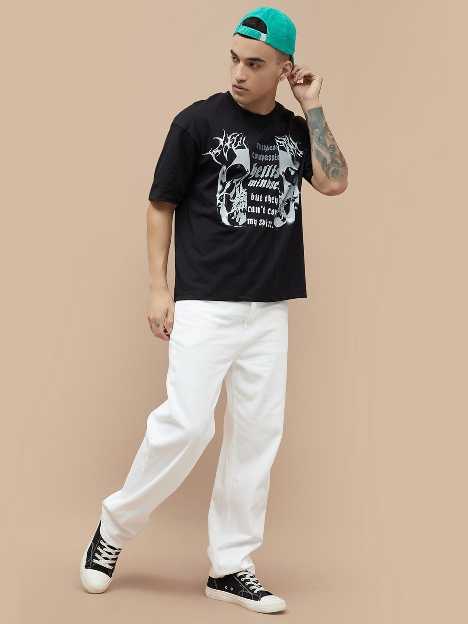 Forca By Lifestyle Black Cotton Regular Fit Printed T-Shirt