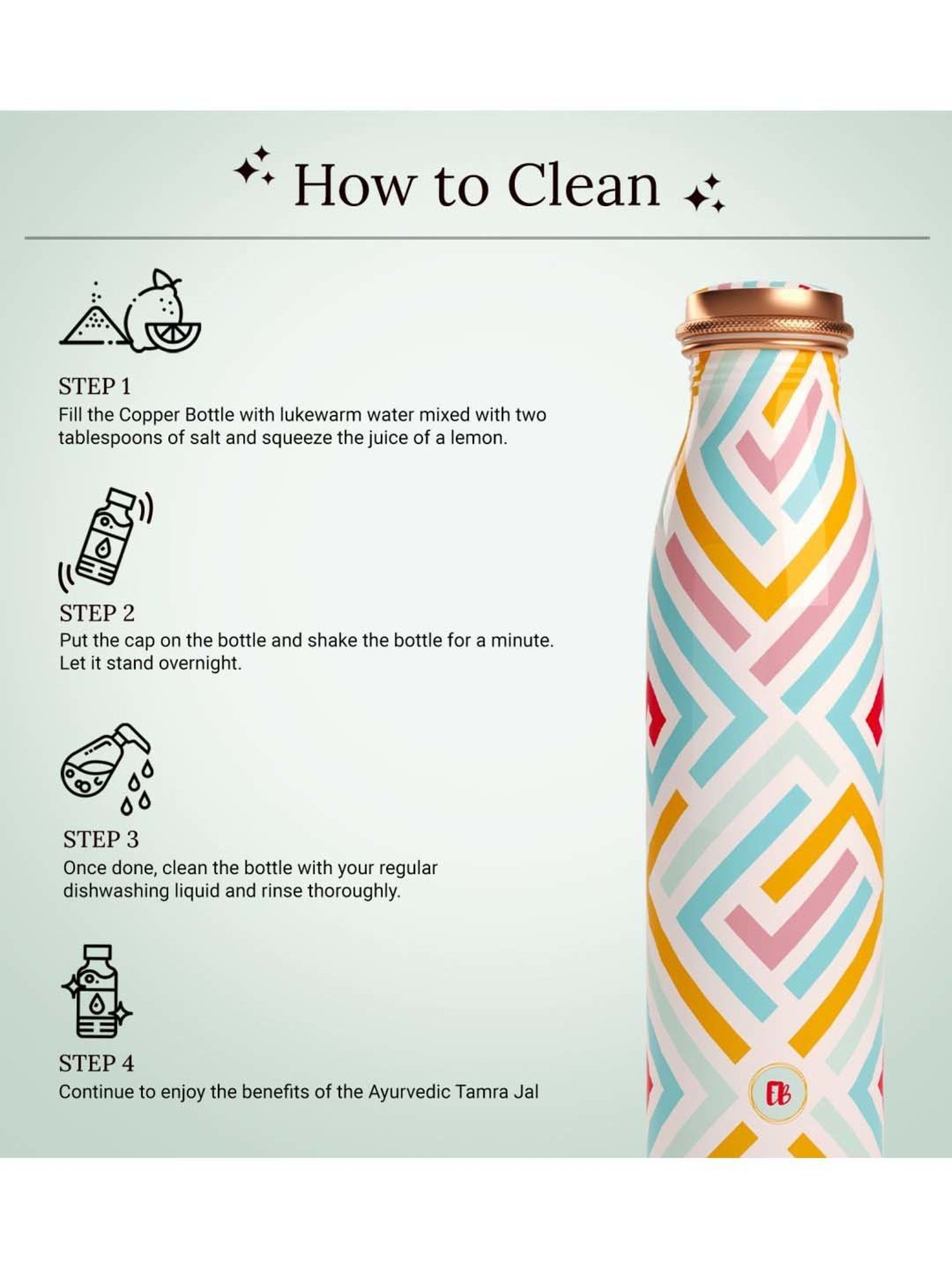 Everything Beautiful White & Yellow Copper Water Bottle - Seamless (0.95 L)