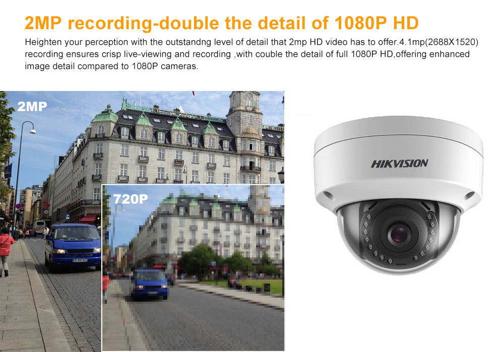 Hikvision DS-2CD1123G0E-I Network 2MP 1080P Fixed 2.8mm Lens IR Full HD Dome IP Camera(1-Pack)