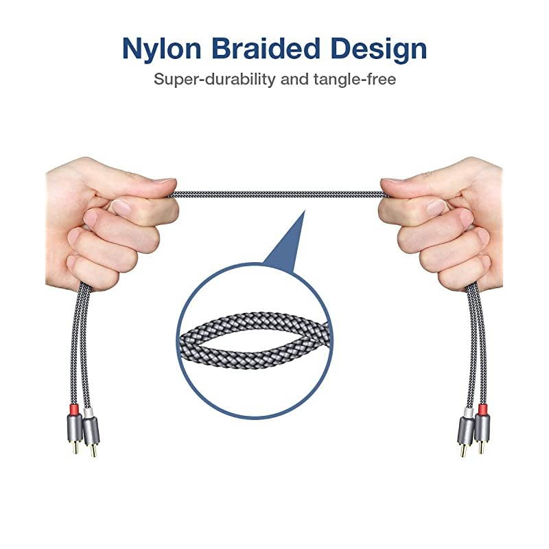 RCA Stereo Cable 66ft2M Dual Shielded GoldPlated 2RCA Male to 2RCA Male Stereo Audio Cable for Home Theater HDTV Amplifiers HiFi Systems Grey