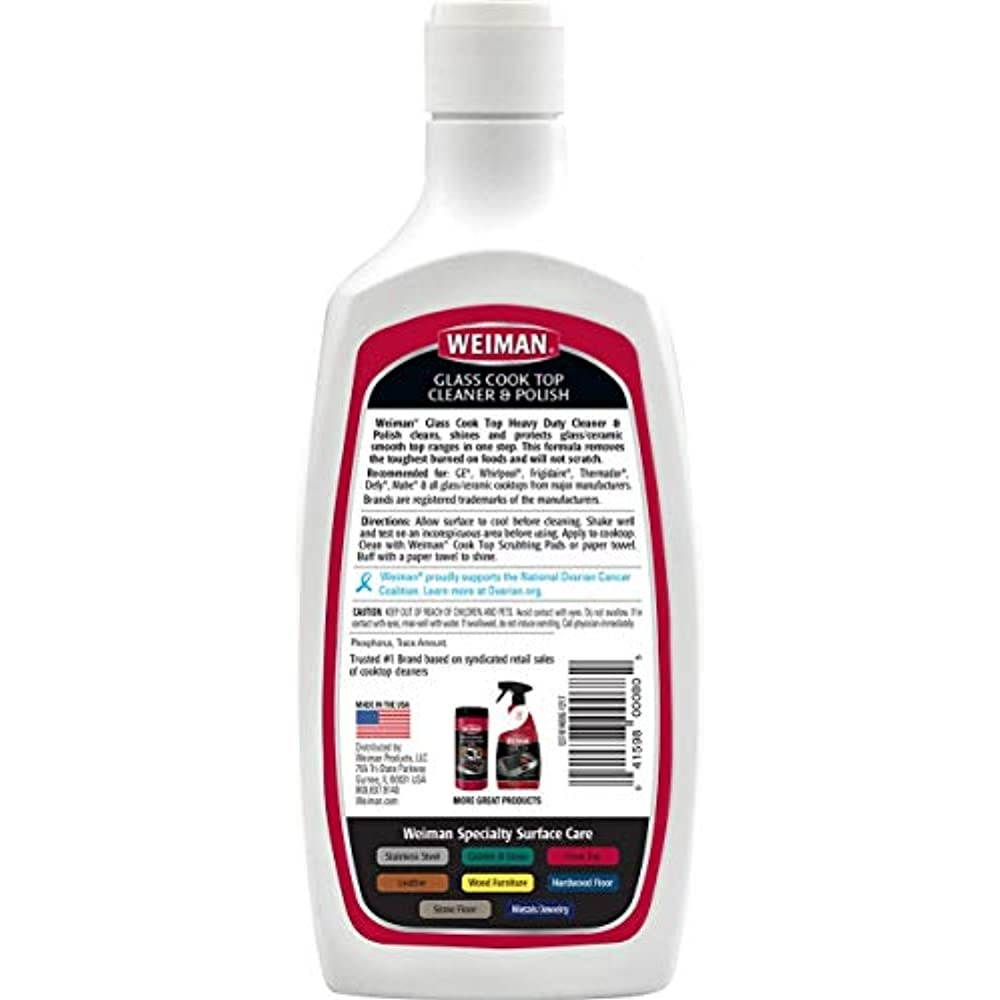 Weiman Glass Cooktop Heavy Duty Cleaner and Polish - 20 Ounce - Non-Abrasive No Scratch Induction Glass Ceramic Stove Top Cleaner and Polish