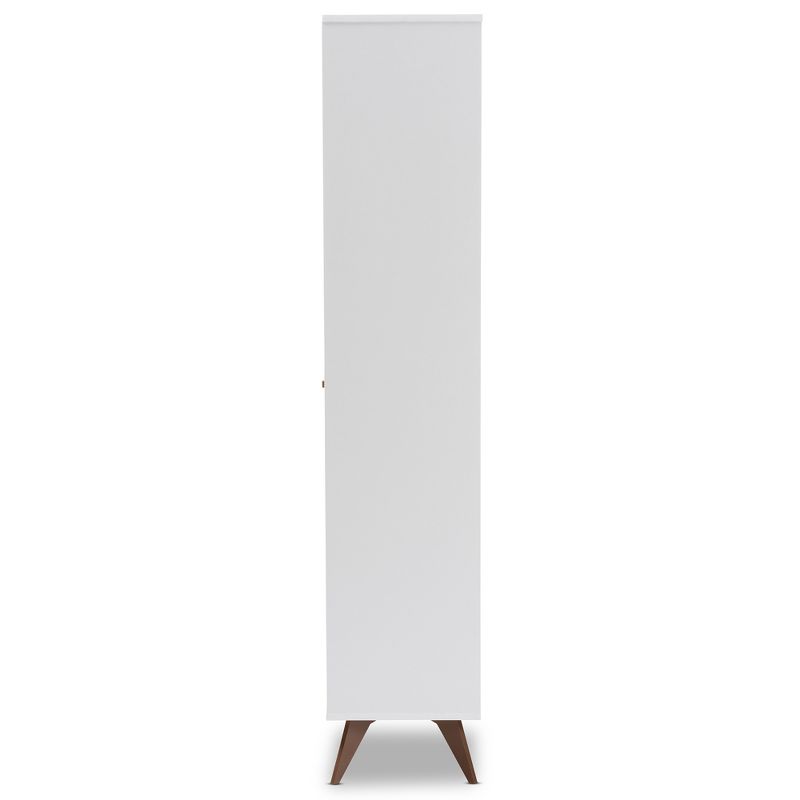 Serafino and Walnut Finished Wood Wine Cabinet White/Brown - BaxtonStudio