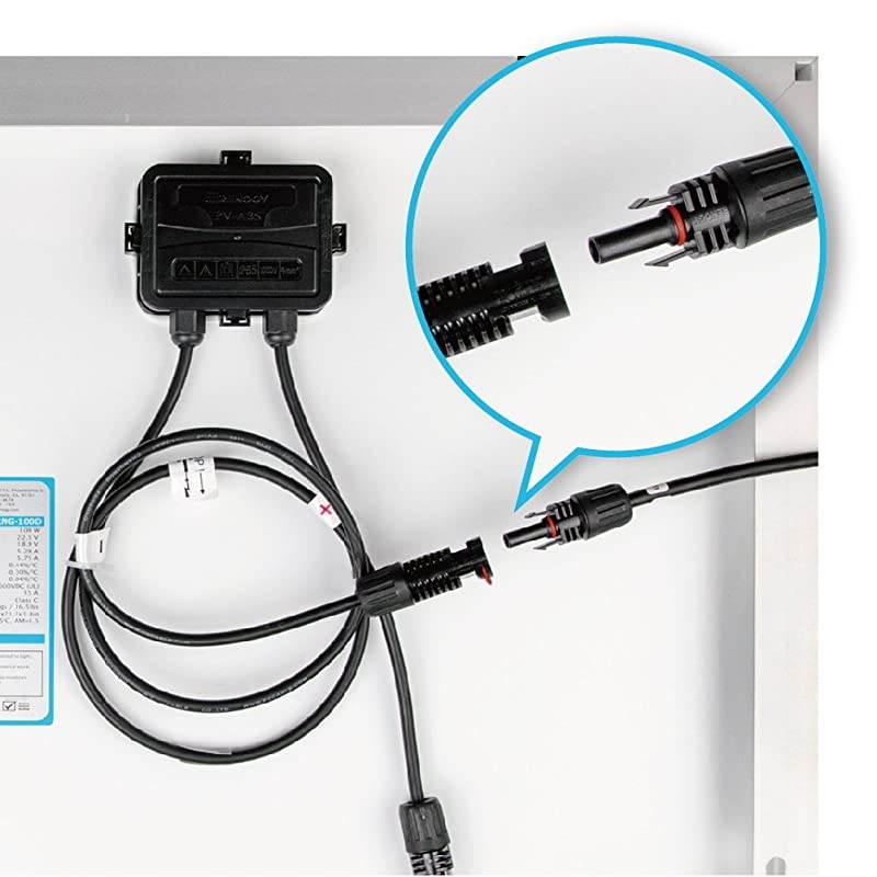 1 Pair of 9 Inch 12AWG Adaptor Kit Solar Cable Wire PV with Female Male Connectors Connect Solar Panel and Charge Controller