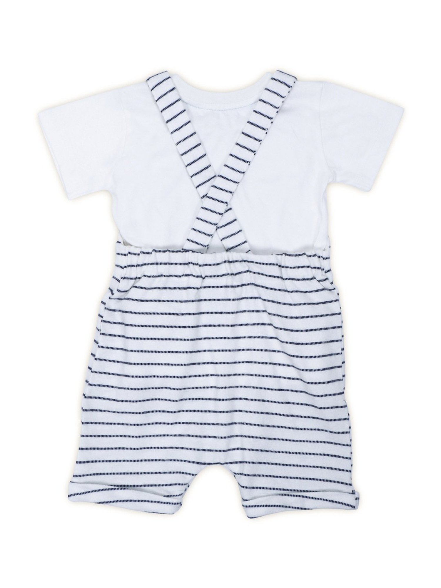 Haus & Kinder Kids Tropical Retreat Blue & White Cotton Striped T-Shirt Set