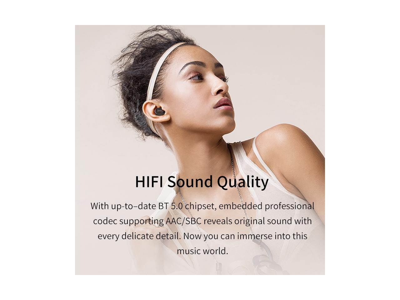 QCY T1C Bluetooth V5.0 3D Stereo Sports Wireless Headset Headset With Dual Microphones White