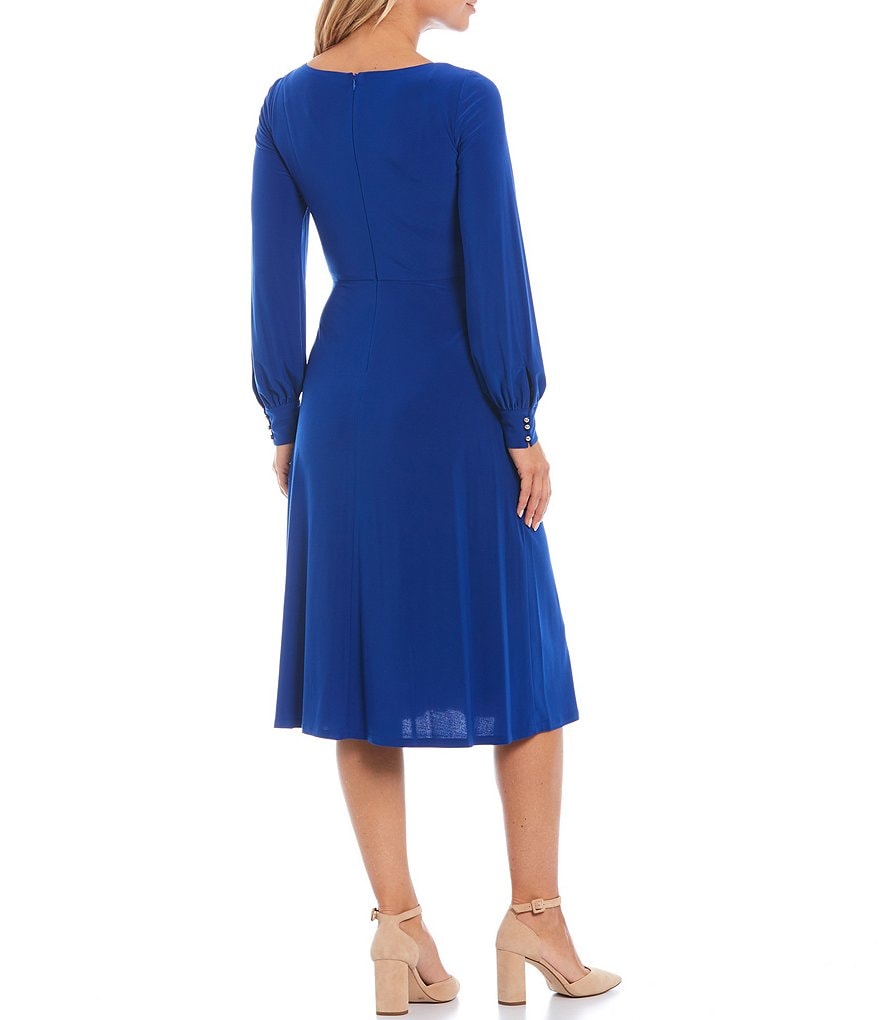Jessica Howard Long Sleeve Jersey Knit Cross Front Dress