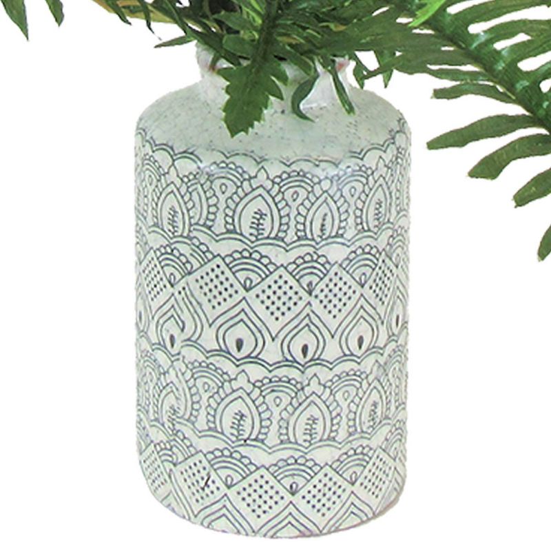 36" x 24" Artificial River Fern Plant in Vase Black/White - LCG Florals