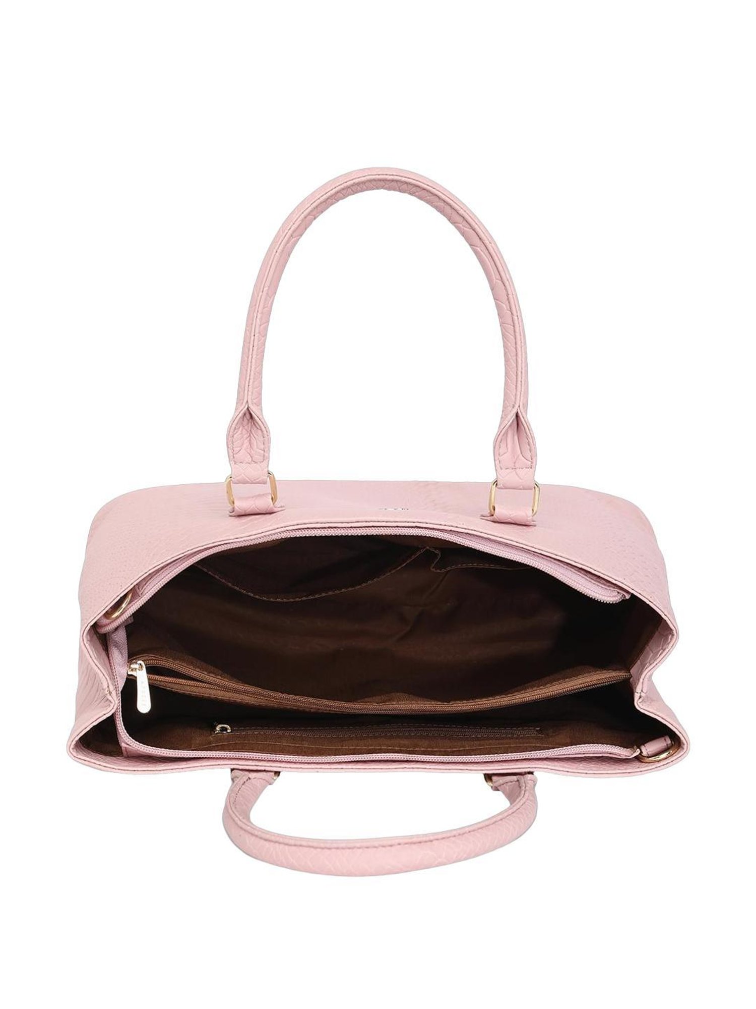 Caprese Vilano Light Pink Faux Leather Textured Handbag
