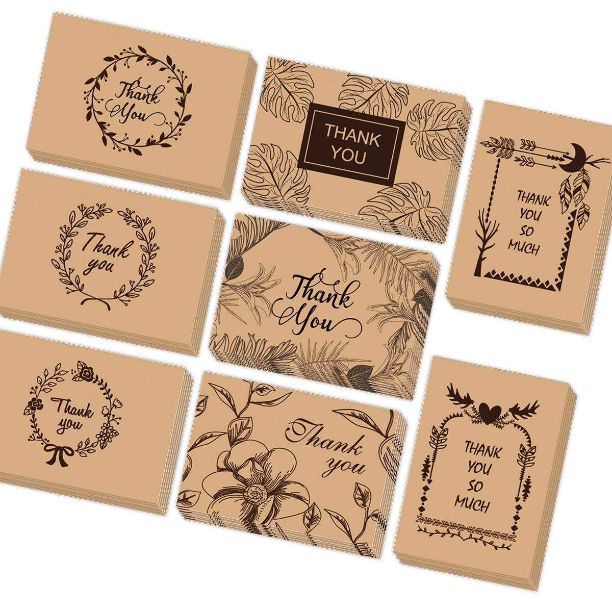 FaCraft Rustic Thank You Cards 48 PCS with 48 Envelopes