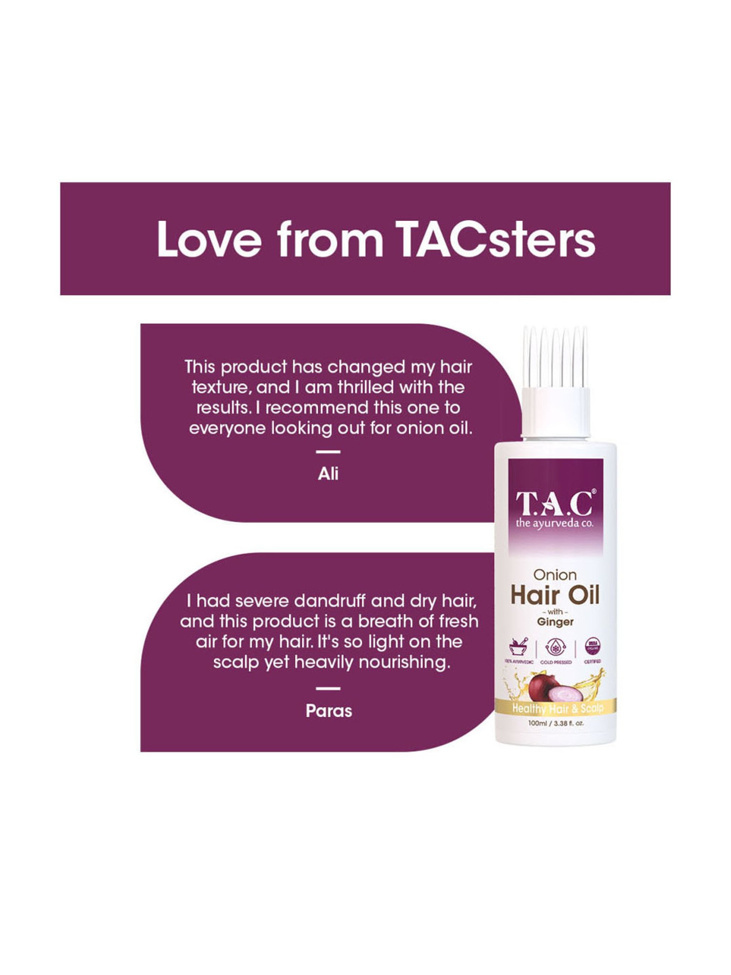 TAC - The Ayurveda Co. Onion Hair Oil with Ginger & Blackseed Extract - 100 ml